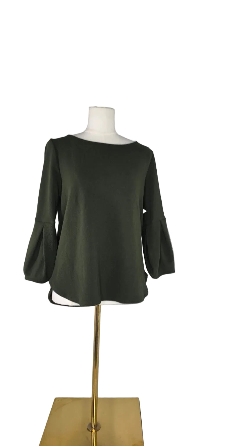 Green Envelope Los Angeles Olive Green Balloon Sleeve Blouse