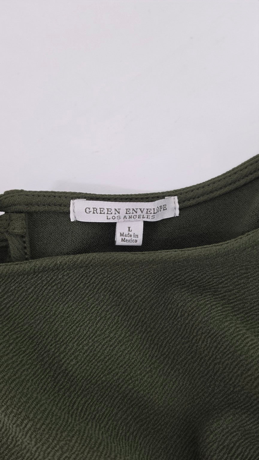 Green Envelope Los Angeles Olive Green Balloon Sleeve Blouse