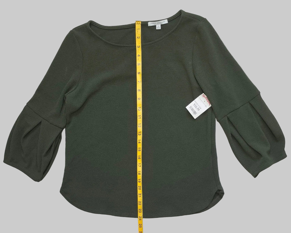 Green Envelope Los Angeles Olive Green Balloon Sleeve Blouse