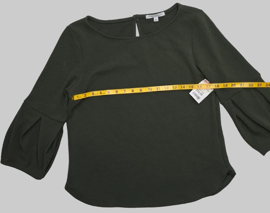 Green Envelope Los Angeles Olive Green Balloon Sleeve Blouse