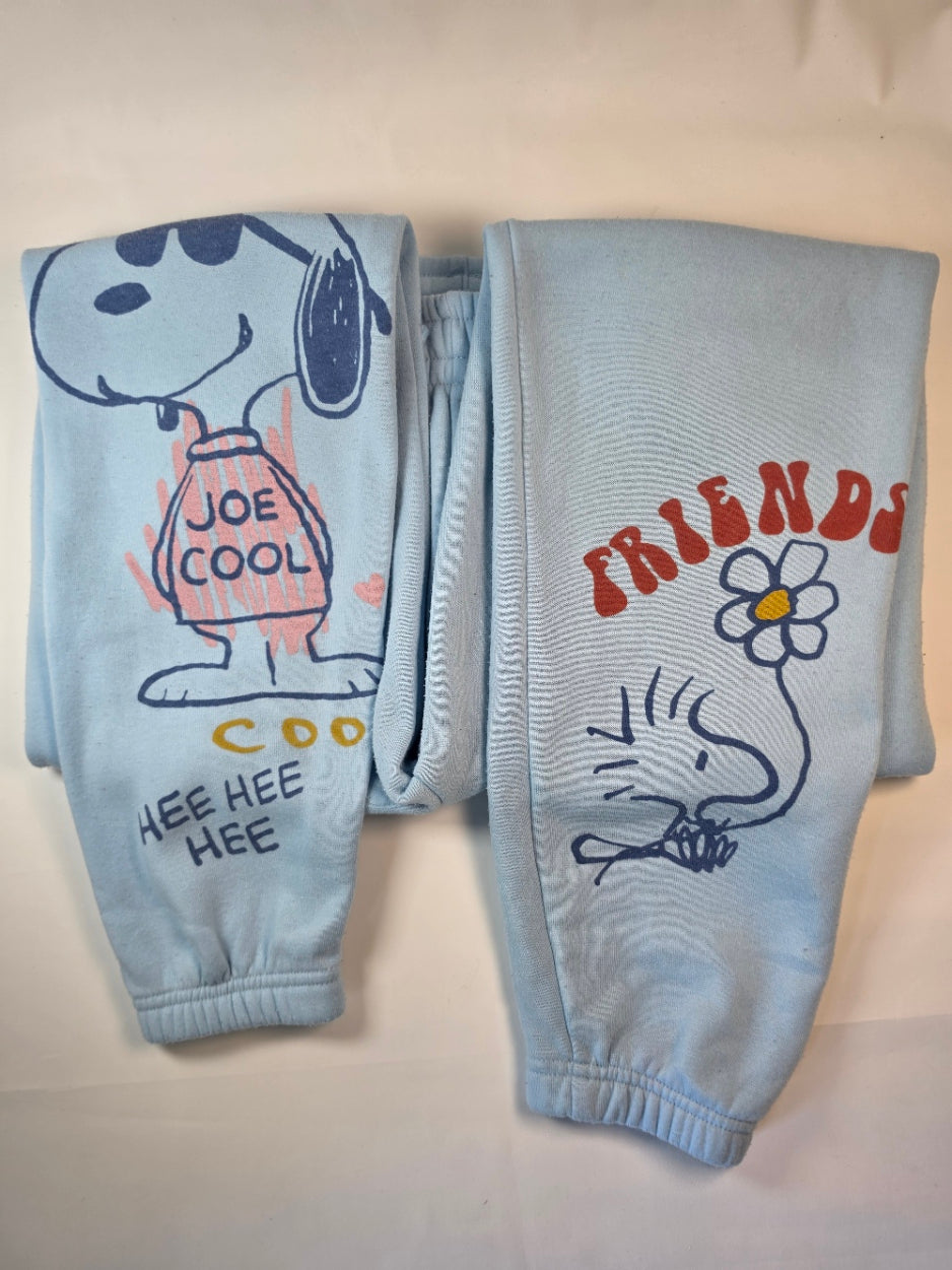 Peanuts Snoopy Joe Cool Graphic Jogger Sweatpants Light Blue XS