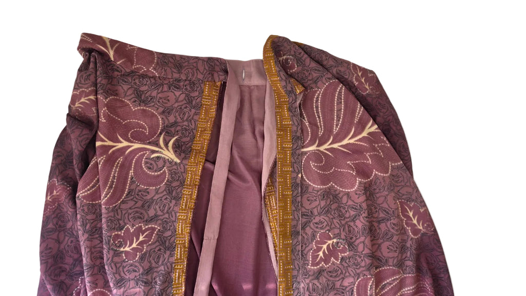 Women’s Mauve Floral Patchwork Tie Waist  Maxi Skirt