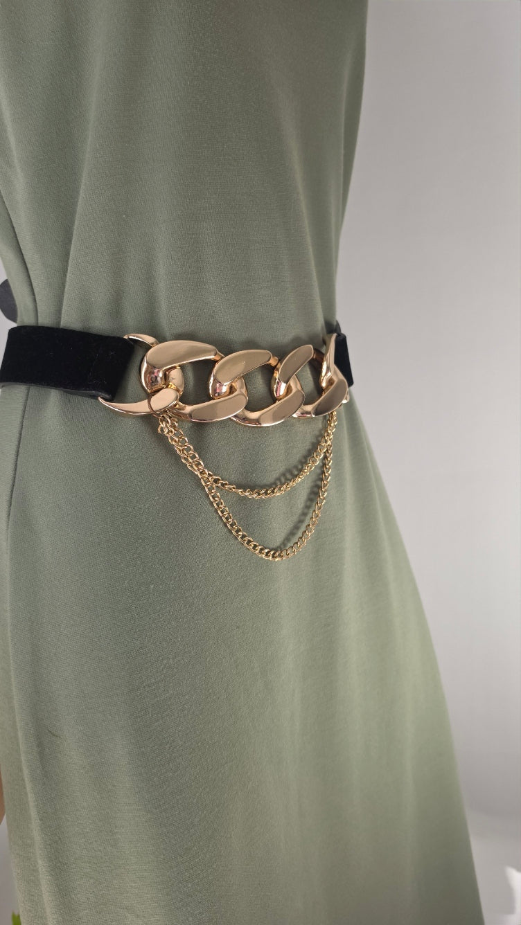 Black & Gold Chunky Chain Statement Belt
