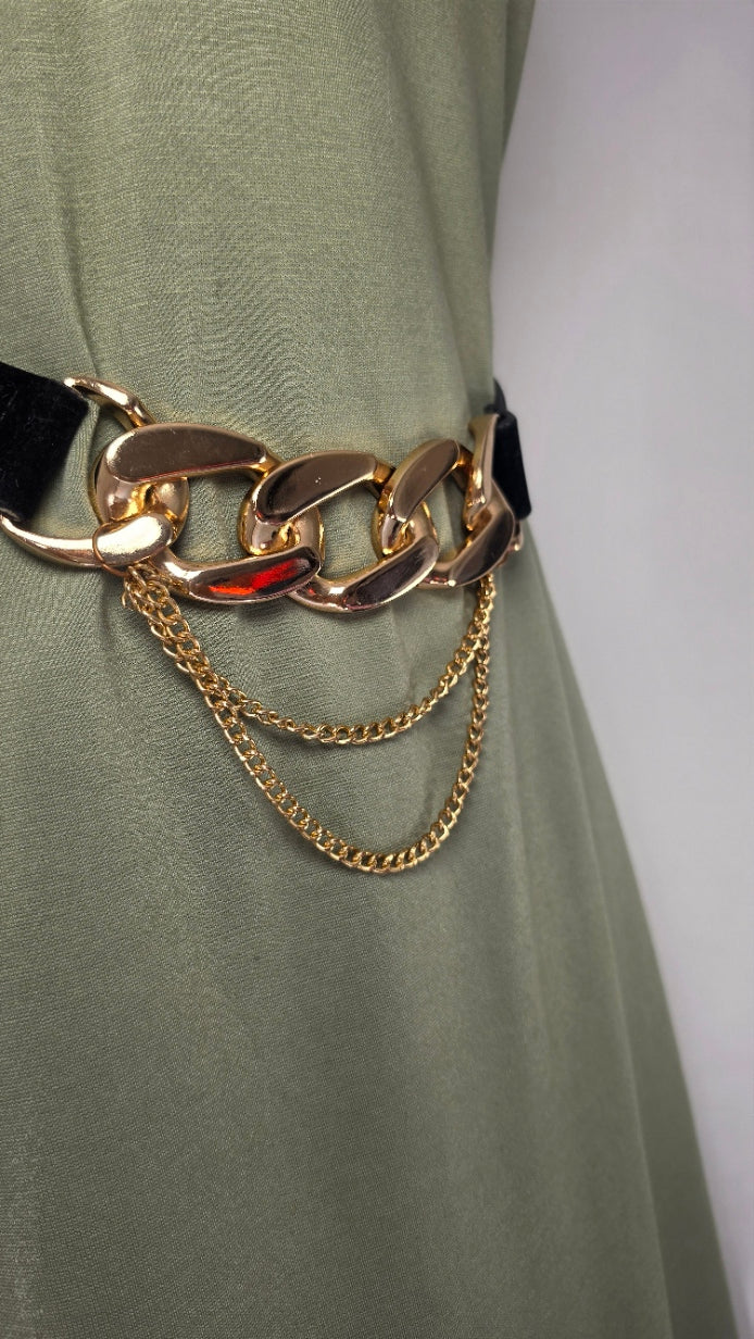 Black & Gold Chunky Chain Statement Belt