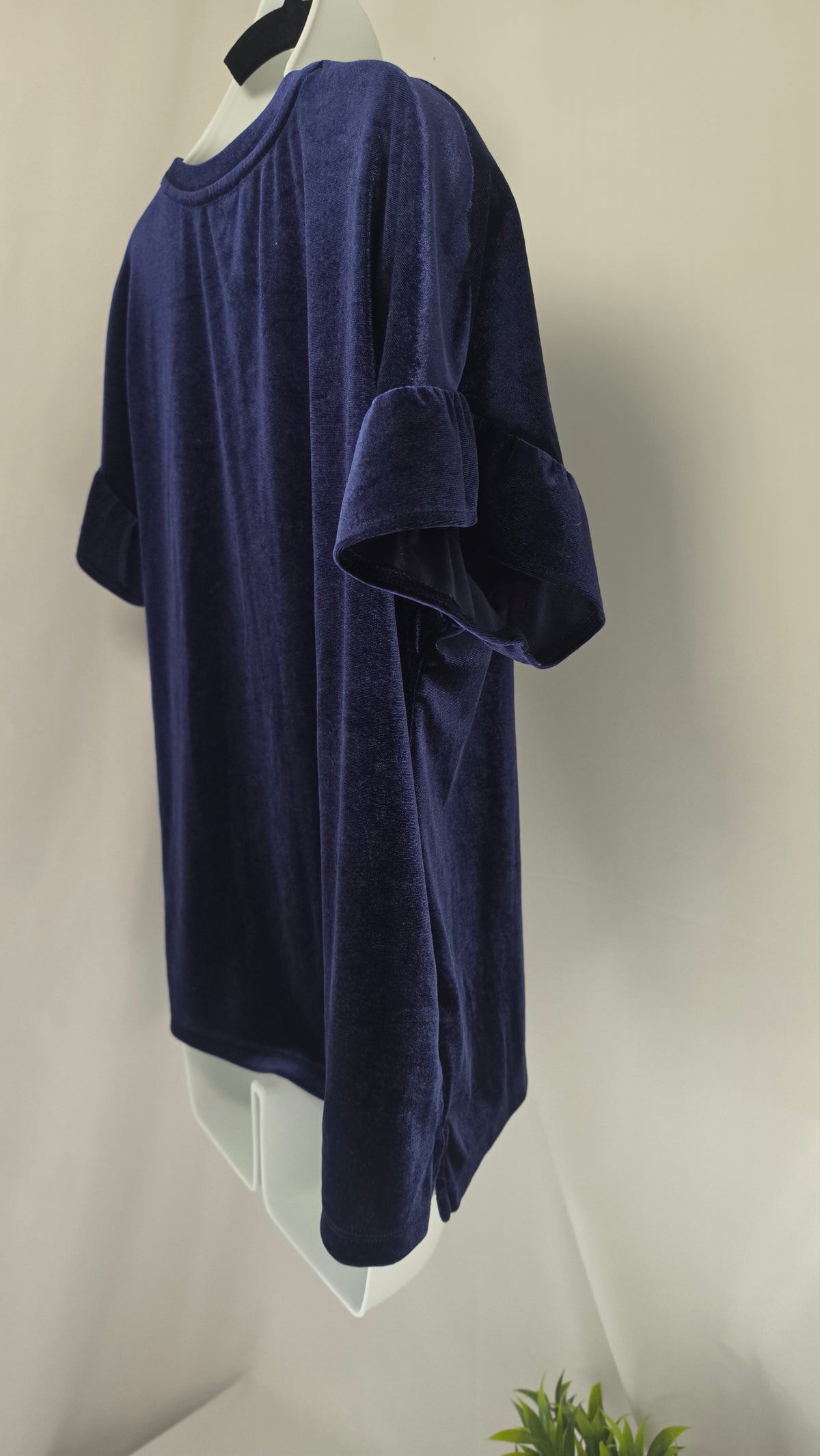 Old Navy Velvet Ruffle Sleeve Top | Navy Blue | Medium