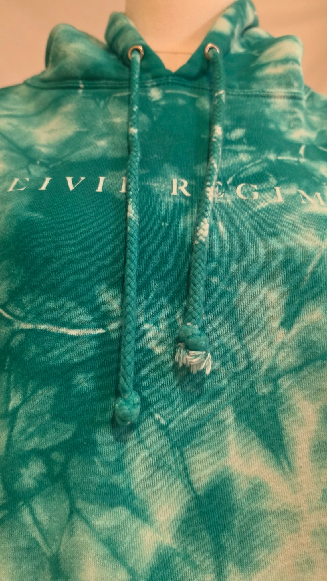 Civil Regime Teal Tie Dye Floral Embroidered Pullover Hoodie