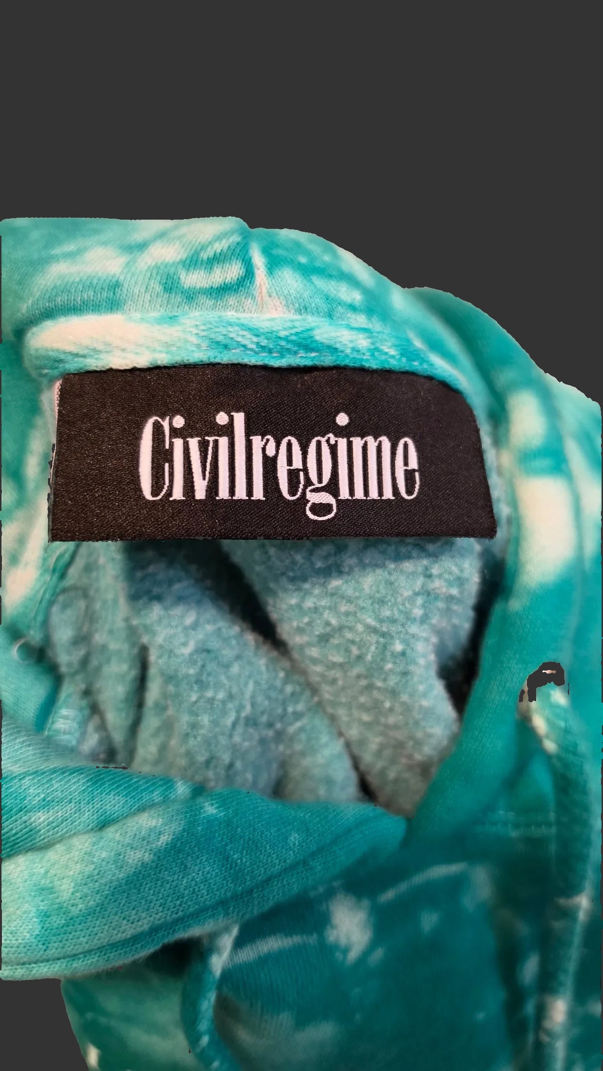 Civil Regime Teal Tie Dye Floral Embroidered Pullover Hoodie