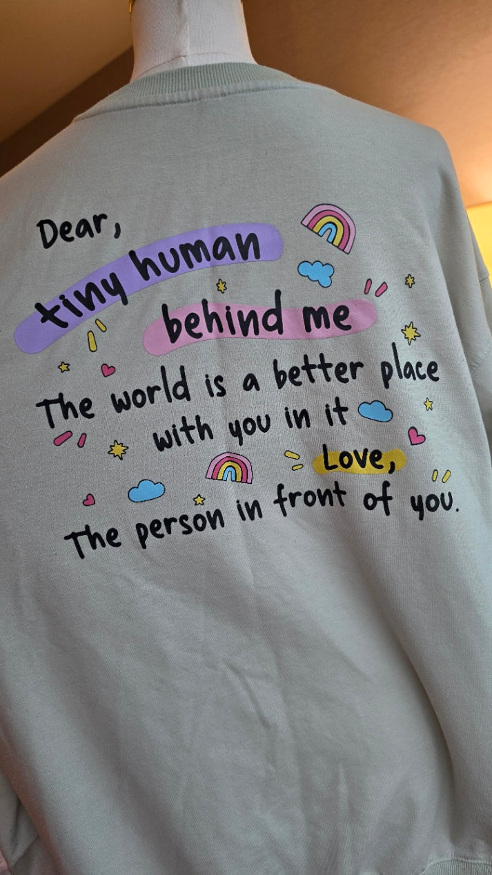 Pastel Rainbow Teacher Graphic Sweatshirt Mint Green Size M