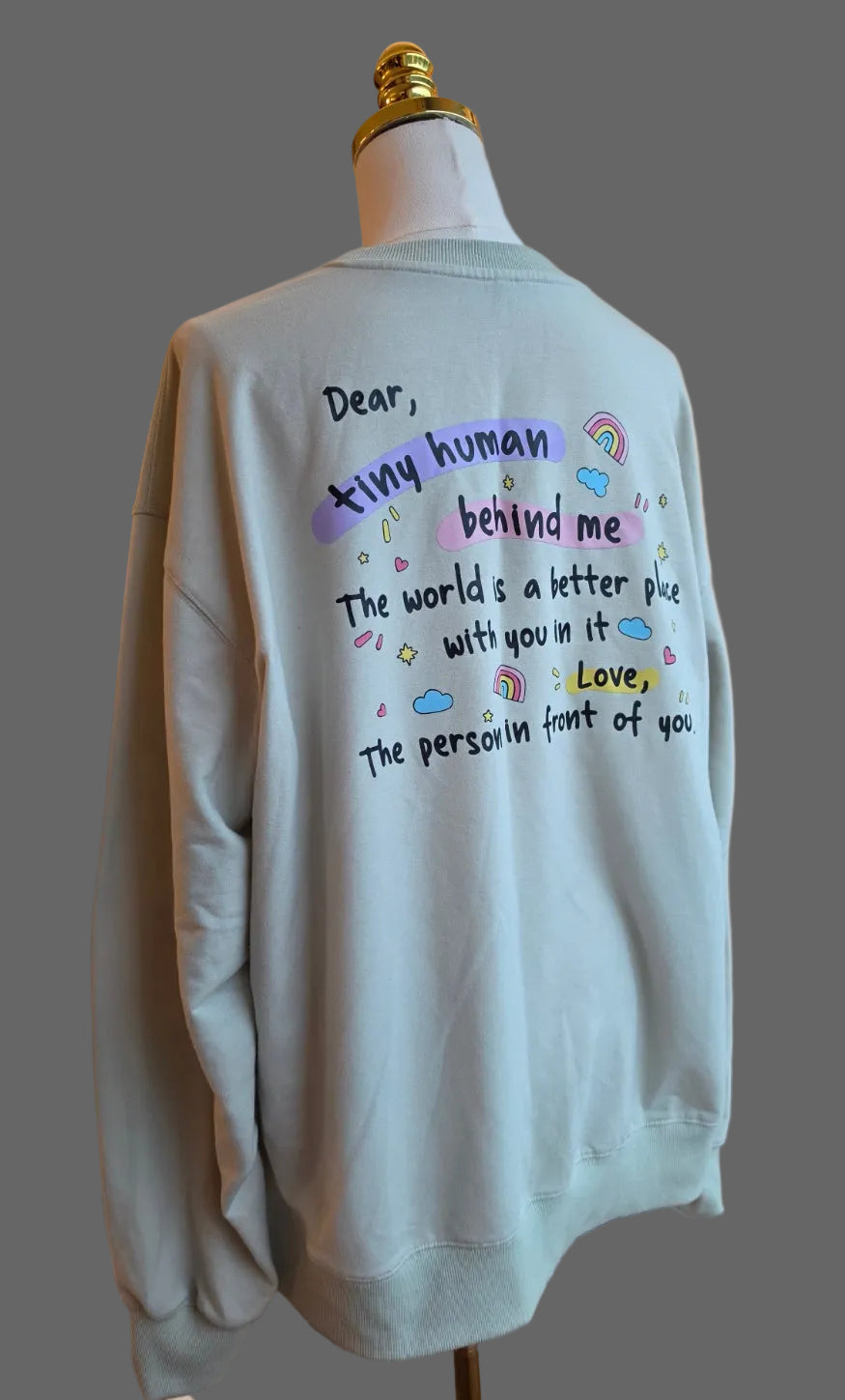 Pastel Rainbow Teacher Graphic Sweatshirt Mint Green Size M