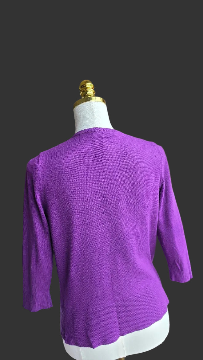 White House Black Market Purple Ruffle Cardigan – XS