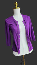 White House Black Market Purple Ruffle Cardigan – XS