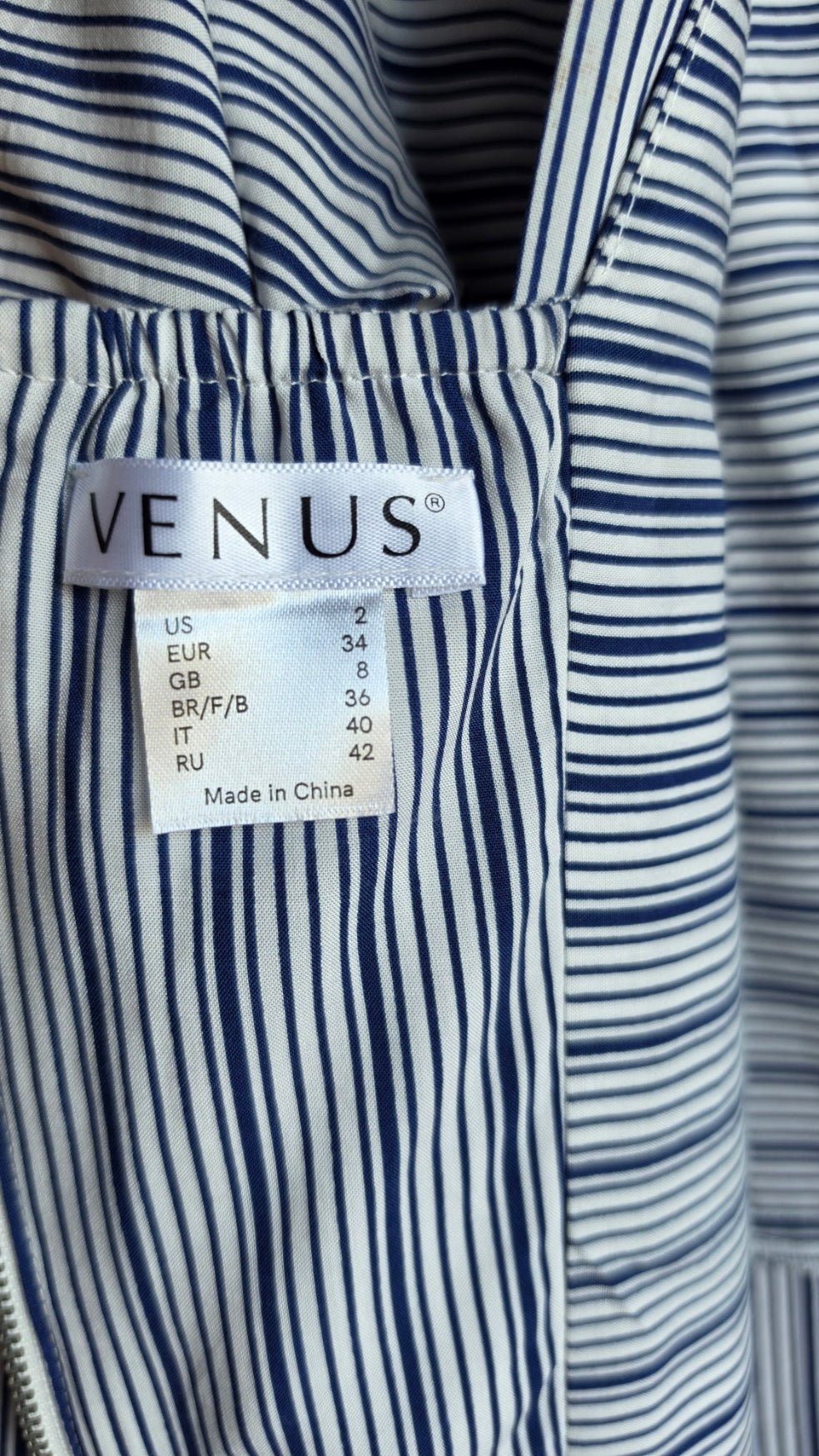 VENUS Blue & White Striped Bell Sleeve Peplum Blouse Size 2
