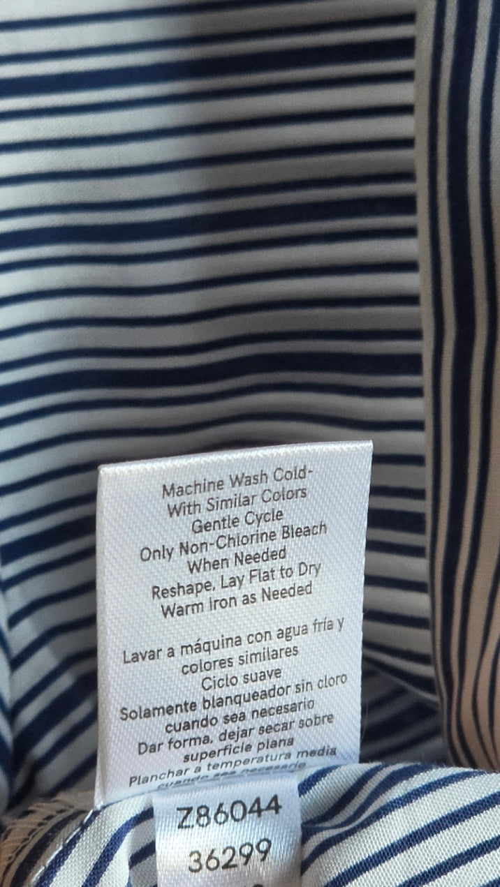 VENUS Blue & White Striped Bell Sleeve Peplum Blouse Size 2