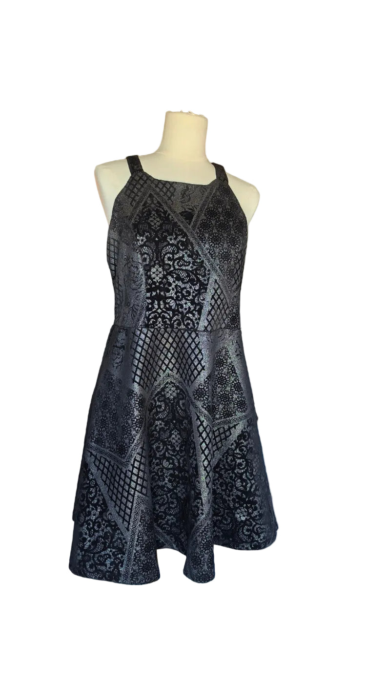 Maurices Black & Silver Fit & Flare Dress – Large