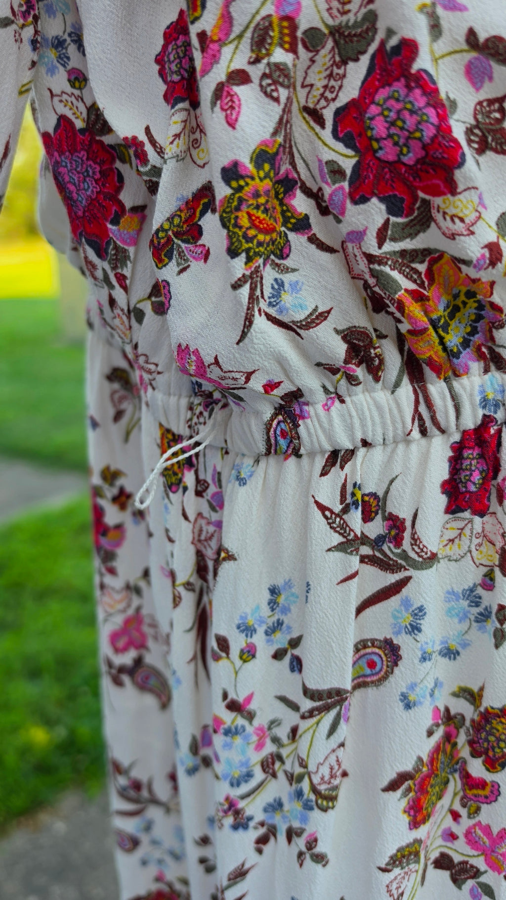 LOFT Plus Size 22 Ivory Floral Long Sleeve Dress