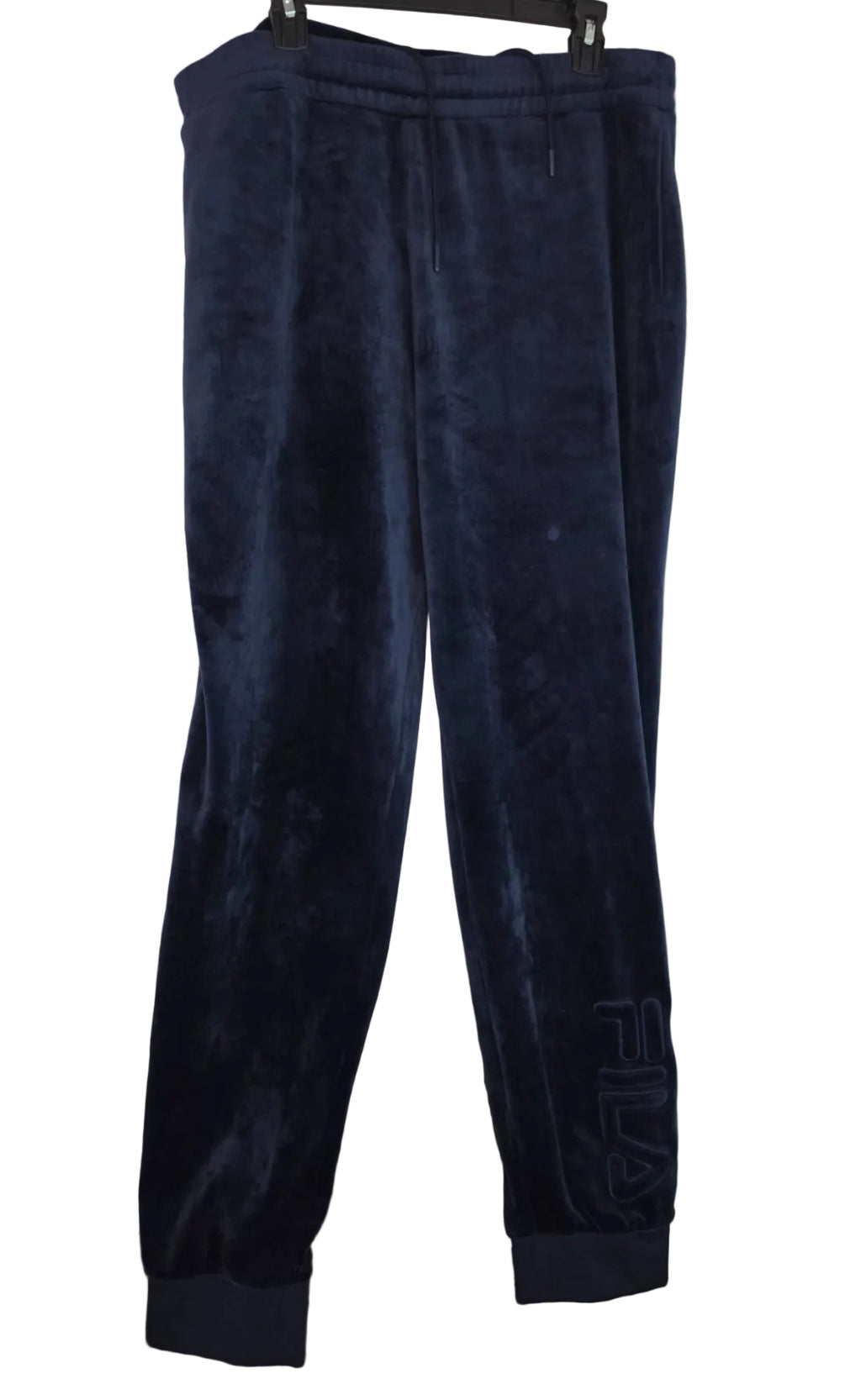 FILA Navy Blue Velour Jogger Sweatpants XXL Embroidered Logo Y2K Streetwear