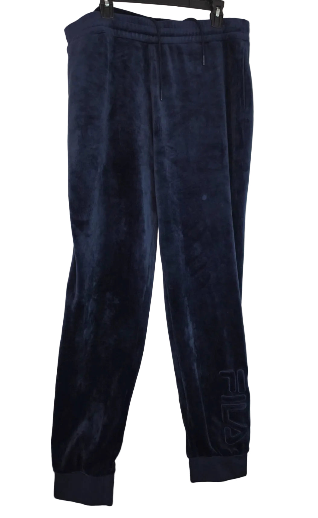 FILA Navy Blue Velour Jogger Sweatpants XXL Embroidered Logo Y2K Streetwear