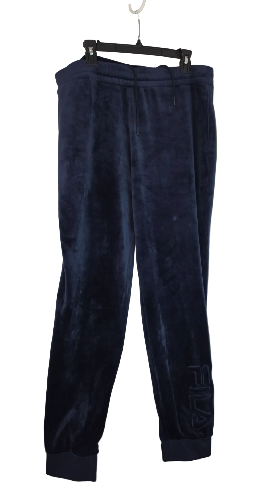 FILA Navy Blue Velour Jogger Sweatpants XXL Embroidered Logo Y2K Streetwear