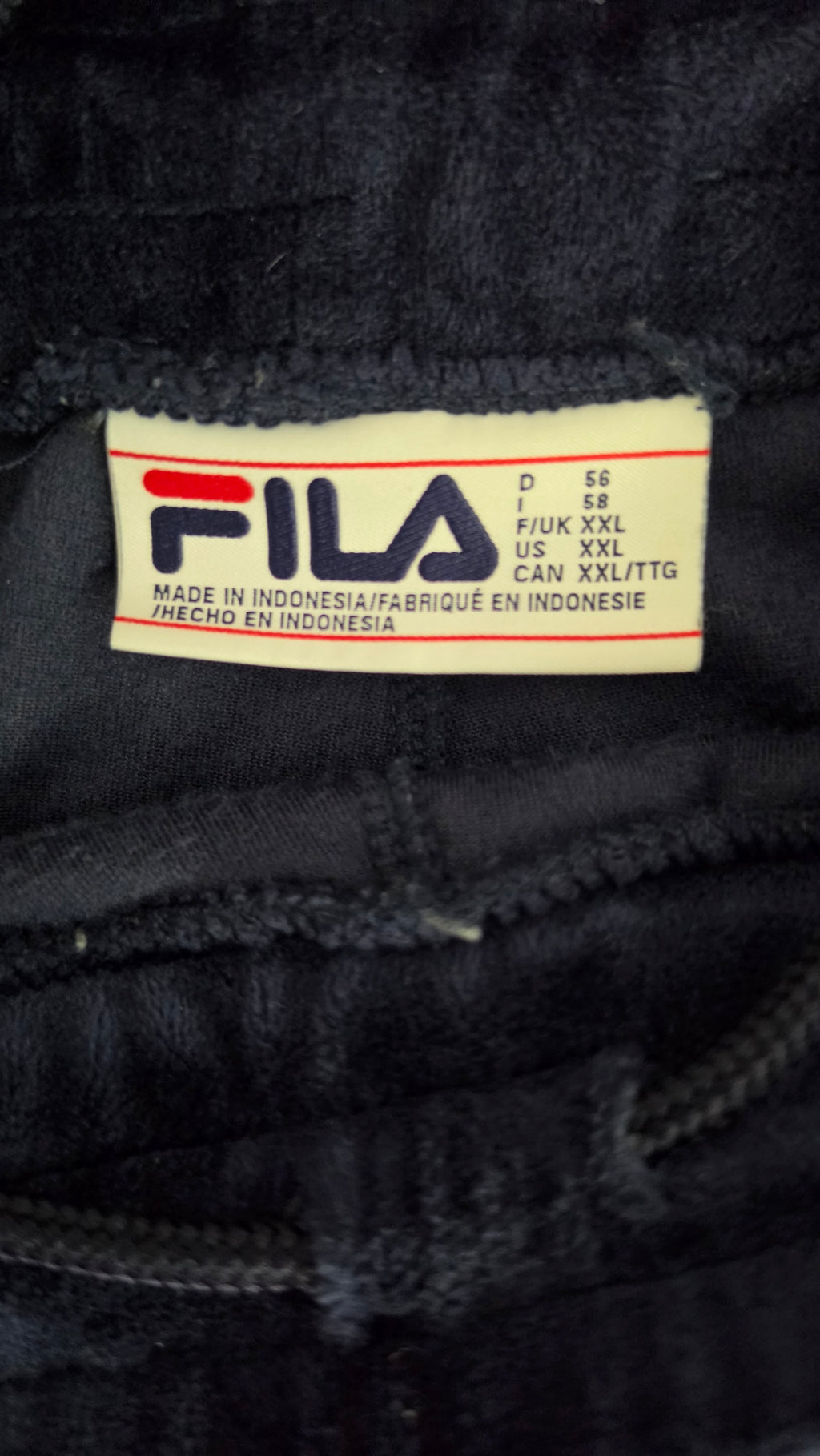 FILA Navy Blue Velour Jogger Sweatpants XXL Embroidered Logo Y2K Streetwear