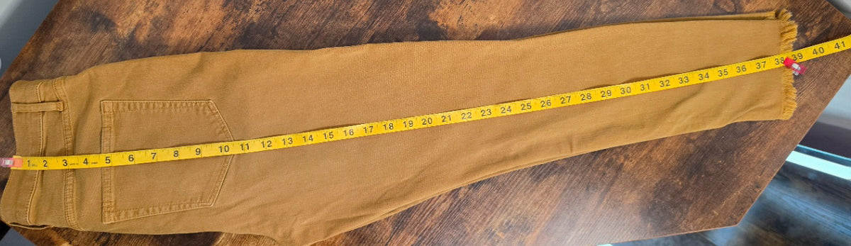 LOFT high-waisted skinny crop jeans in a warm camel