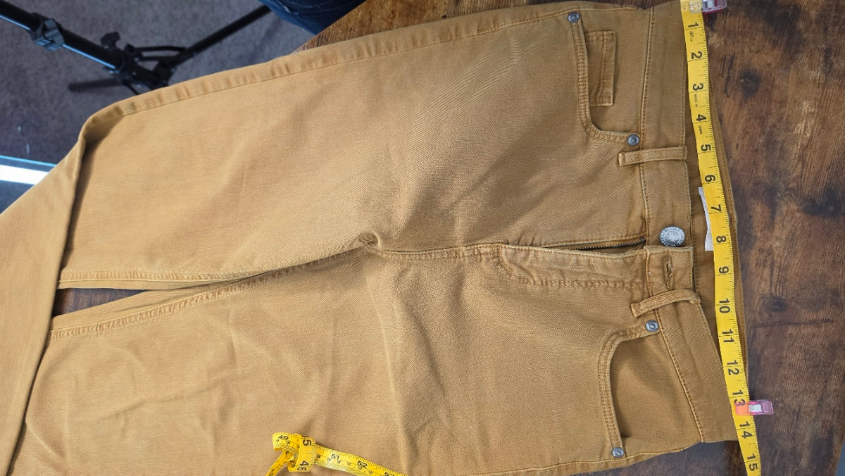 LOFT high-waisted skinny crop jeans in a warm camel
