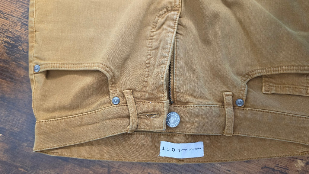 LOFT high-waisted skinny crop jeans in a warm camel
