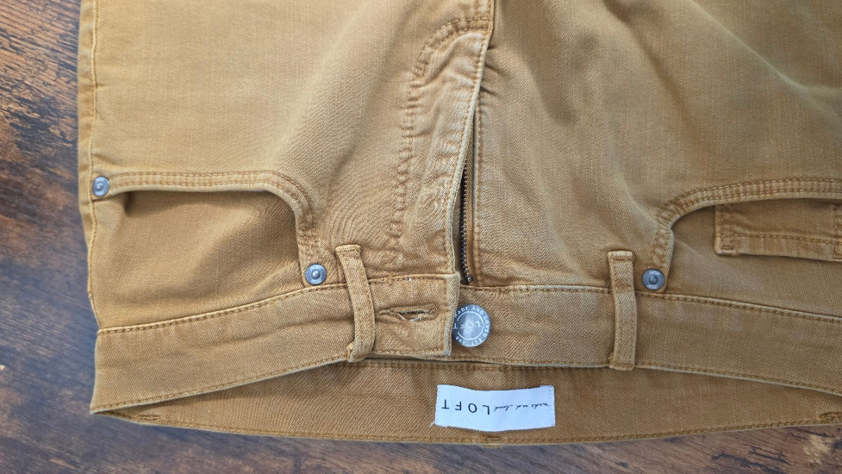 LOFT high-waisted skinny crop jeans in a warm camel