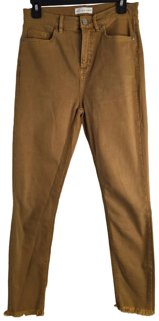 LOFT high-waisted skinny crop jeans in a warm camel