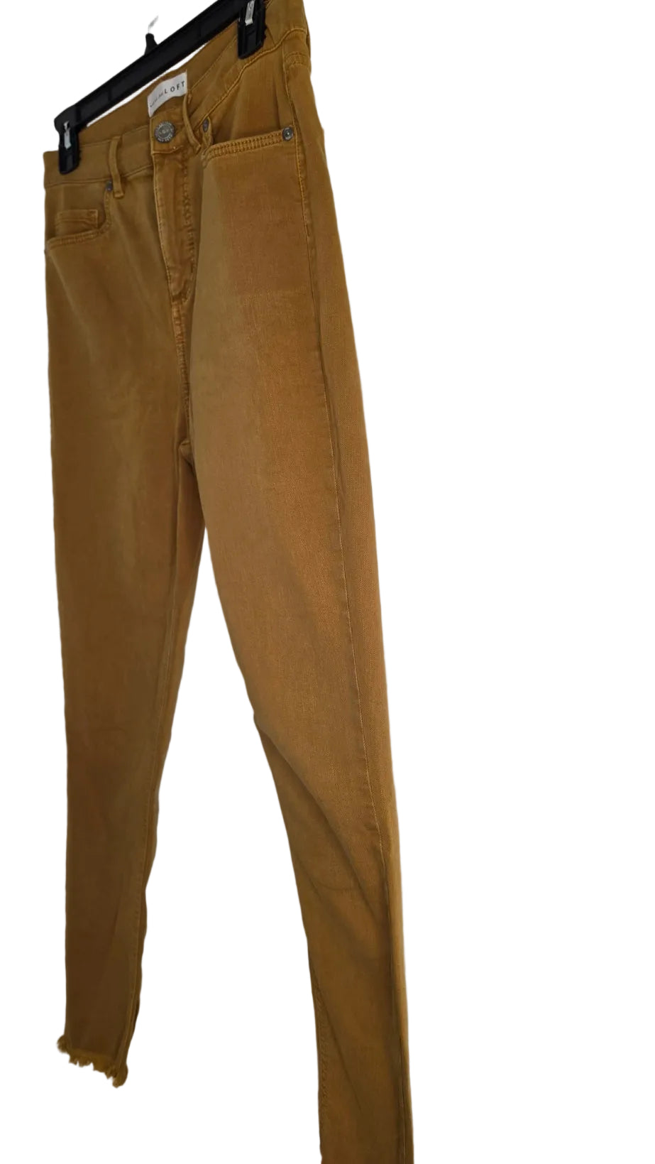 LOFT high-waisted skinny crop jeans in a warm camel