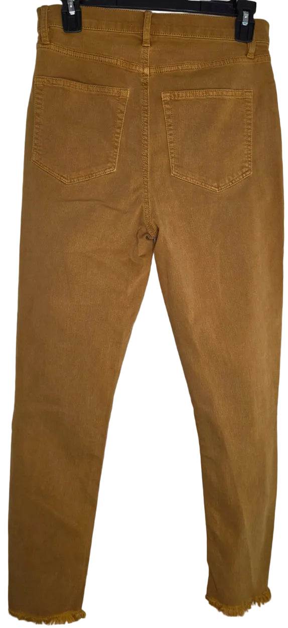 LOFT high-waisted skinny crop jeans in a warm camel