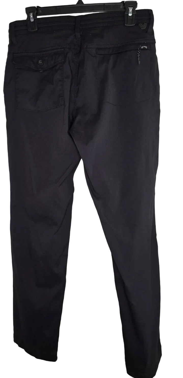Billabong Men’s Black Stretch Utility Travel Pants Drawstring Zip Pockets