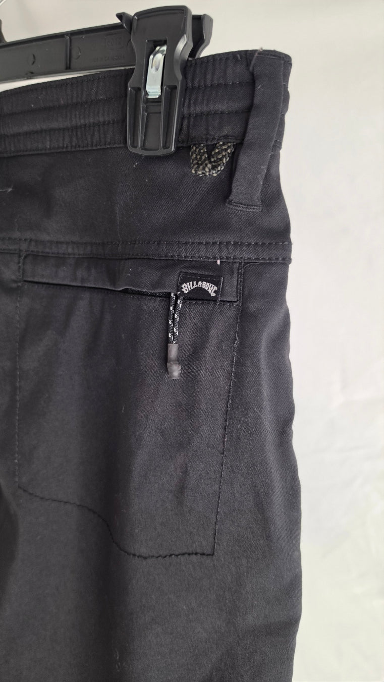 Billabong Men’s Black Stretch Utility Travel Pants Drawstring Zip Pockets