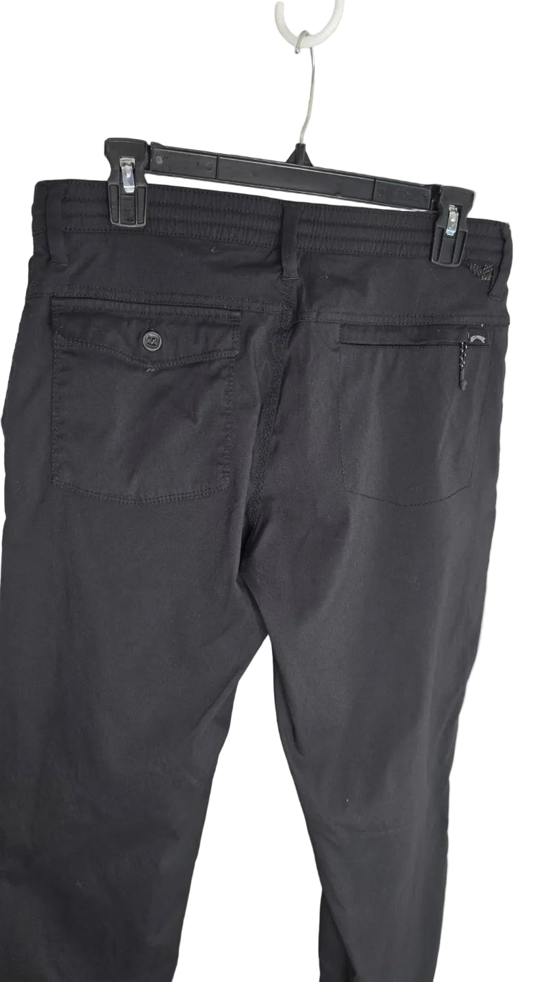 Billabong Men’s Black Stretch Utility Travel Pants Drawstring Zip Pockets
