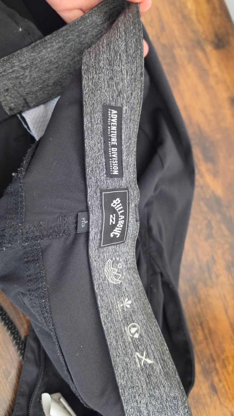 Billabong Men’s Black Stretch Utility Travel Pants Drawstring Zip Pockets