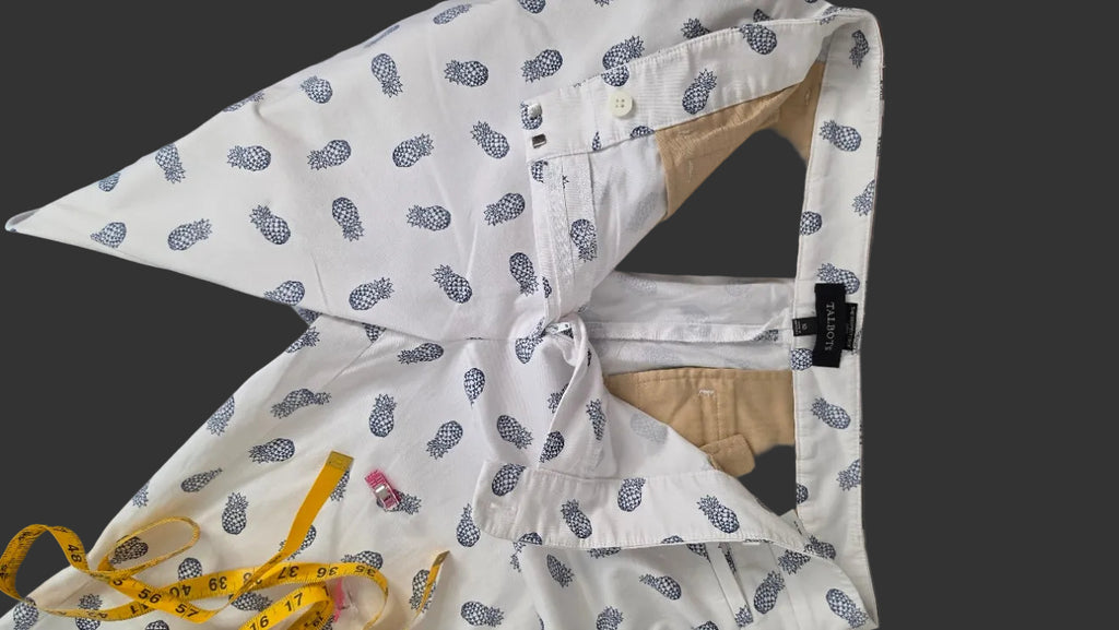 Talbots The Perfect Crop Curvy Pants Size 10 White Navy Pineapple Print Chino