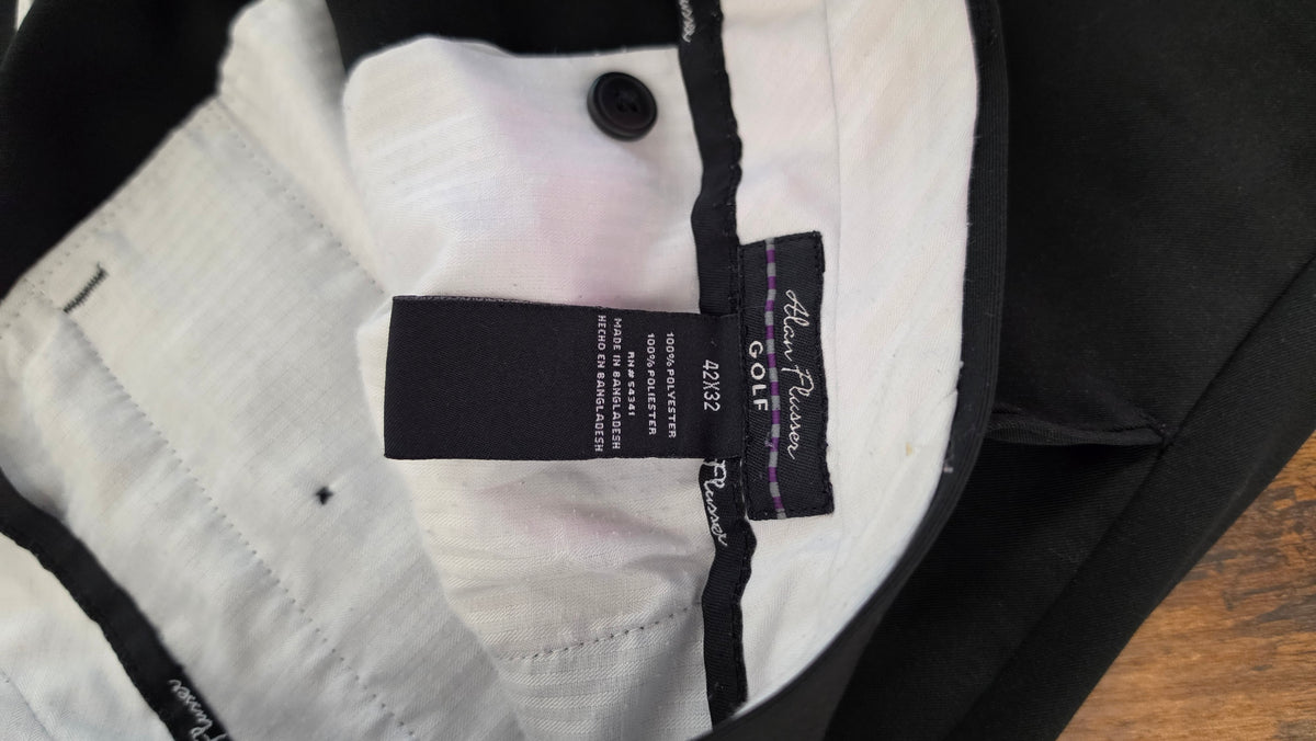 Alan Flusser Golf Men’s Black Dress Pants 42x32 Flat Front Classic Fit