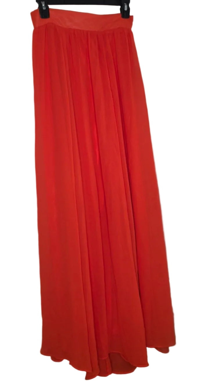 New York & Company bright orange/coral flowy maxi skirt