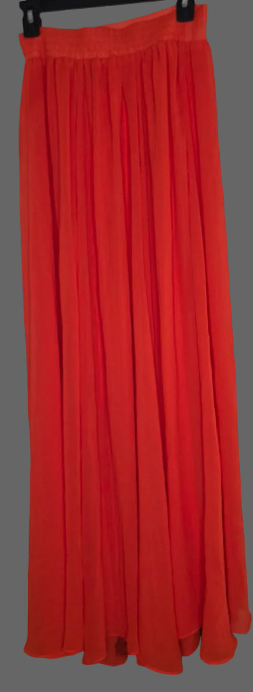New York & Company bright orange/coral flowy maxi skirt