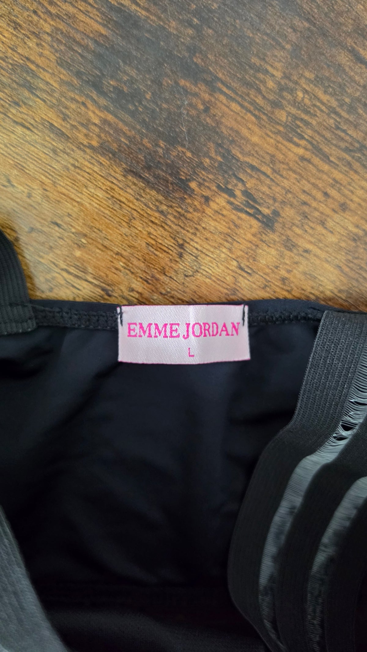 Emme Jordan Women’s Large Black One Piece Swimsuit Criss Cross Mesh Stripe
