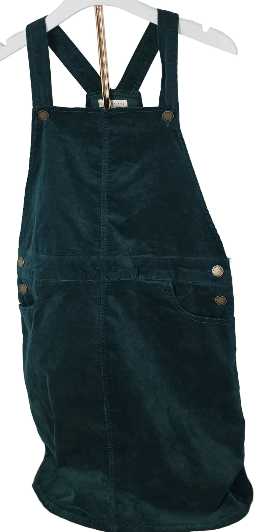 Kids Copper Key Green Corduroy Overall Dress Size L Pinafore Jumper Cottagecore