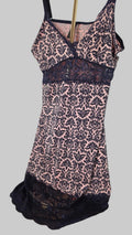 Marilyn Monroe Intimates Pink Black Damask Lace Chemise Slip Nightgown