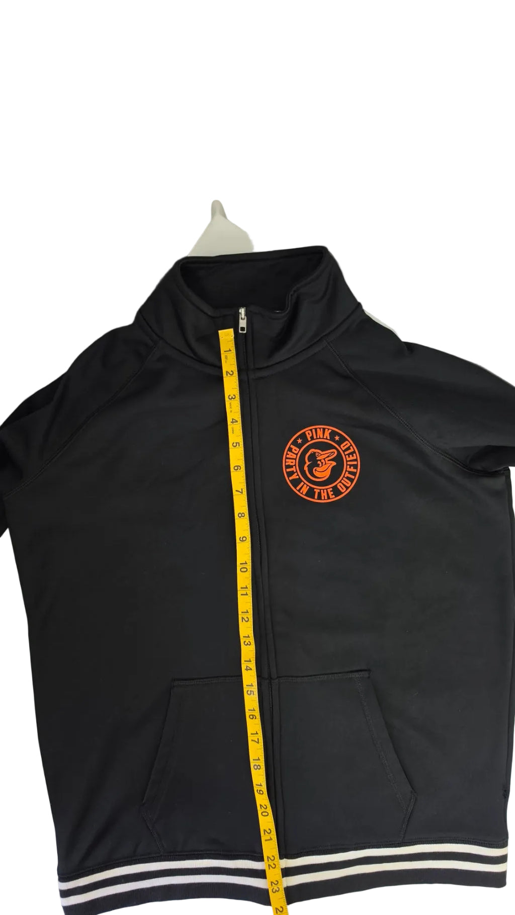 Victoria’s Secret PINK Full Zip Jacket Large Black Orange Varsity Track Y2K
