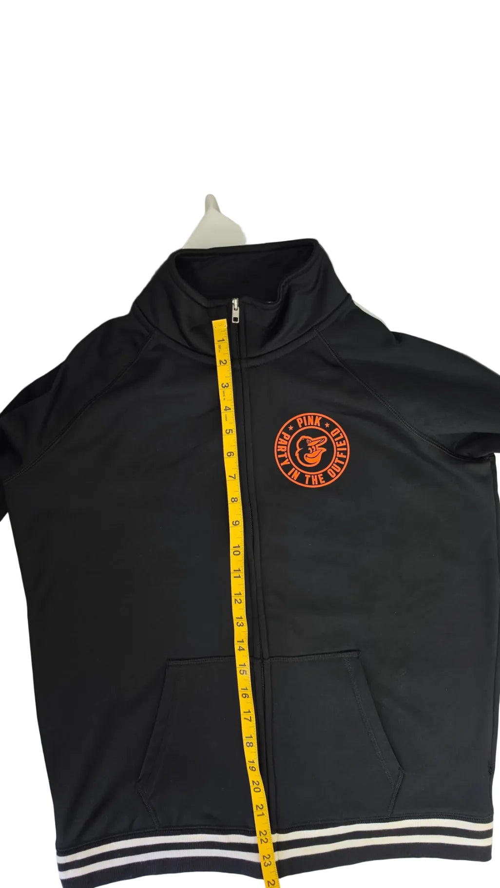 Victoria’s Secret PINK Full Zip Jacket Large Black Orange Varsity Track Y2K