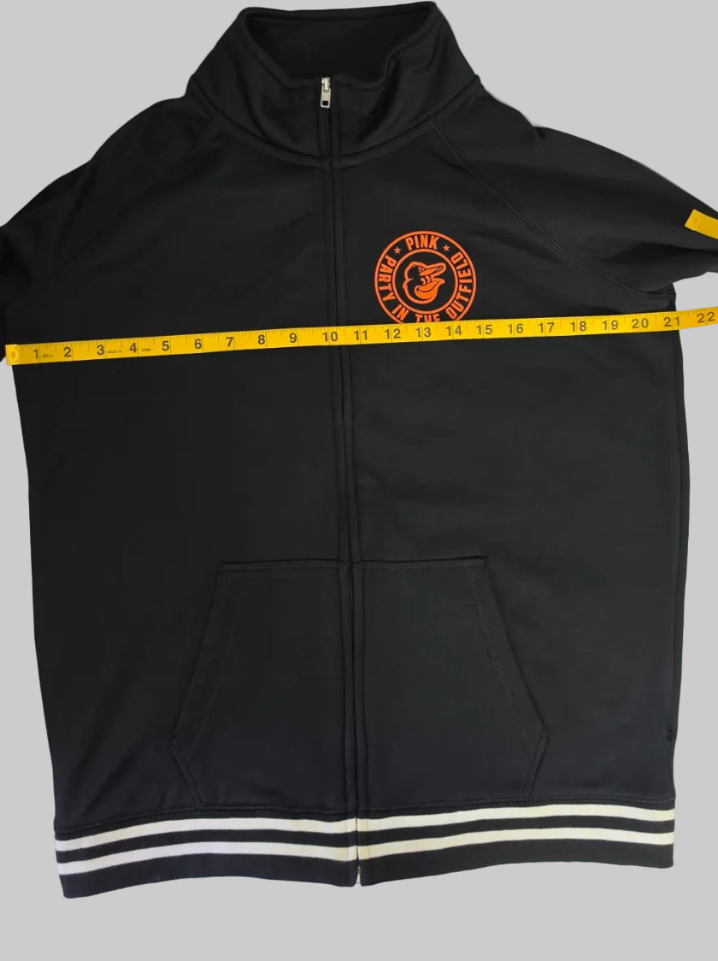 Victoria’s Secret PINK Full Zip Jacket Large Black Orange Varsity Track Y2K