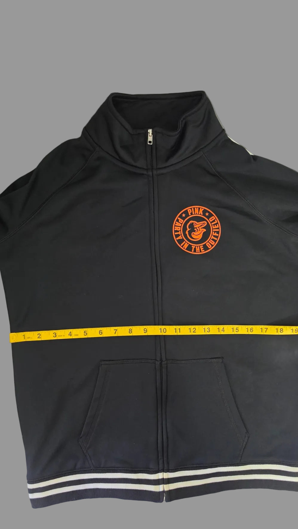Victoria’s Secret PINK Full Zip Jacket Large Black Orange Varsity Track Y2K