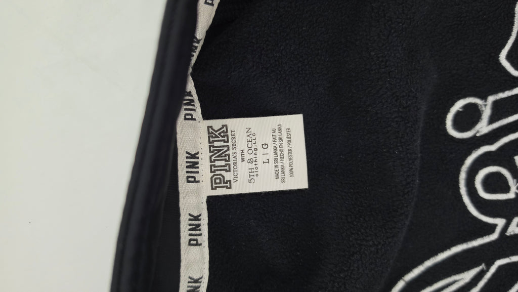 Victoria’s Secret PINK Full Zip Jacket Large Black Orange Varsity Track Y2K