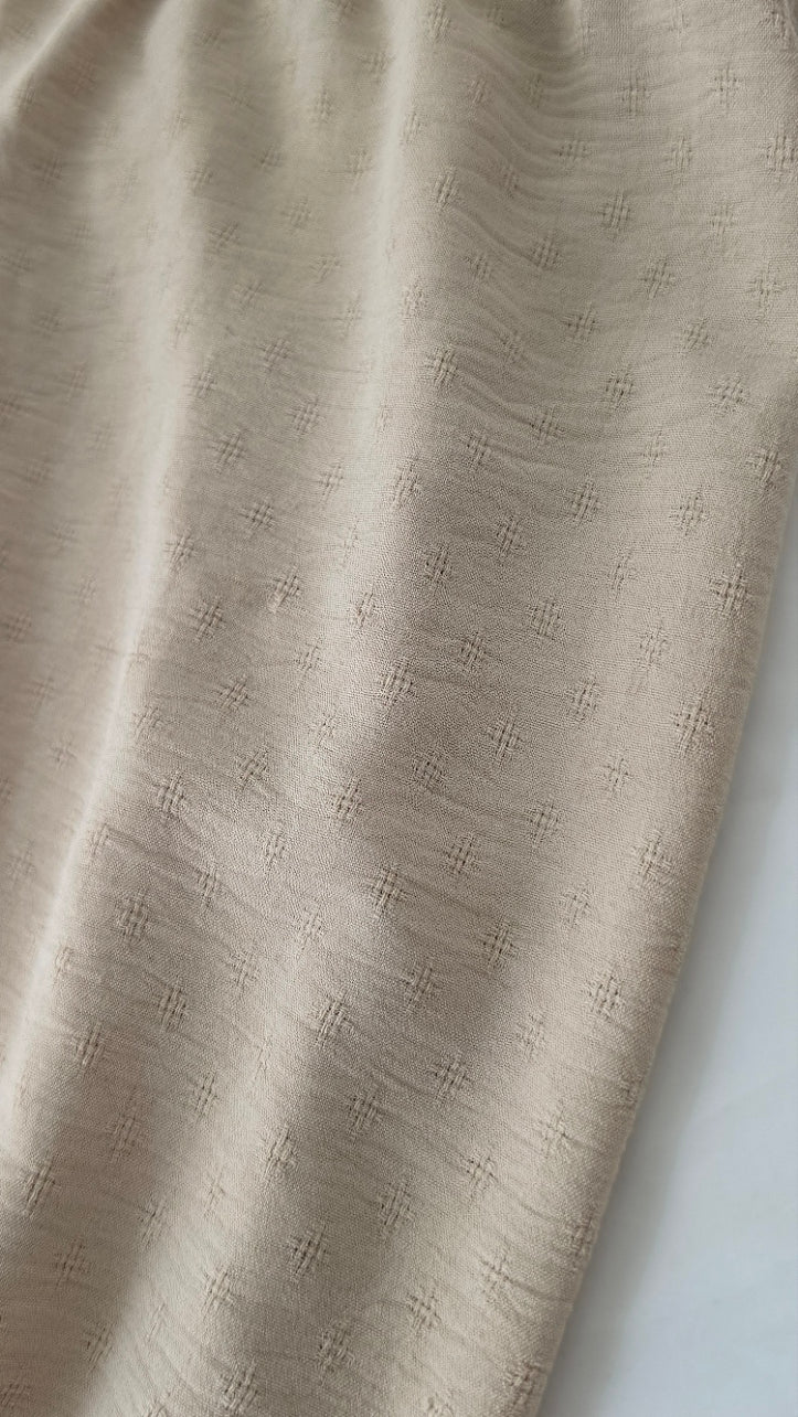SOHO Apparel Beige Textured Button Front Midi Skirt Elastic