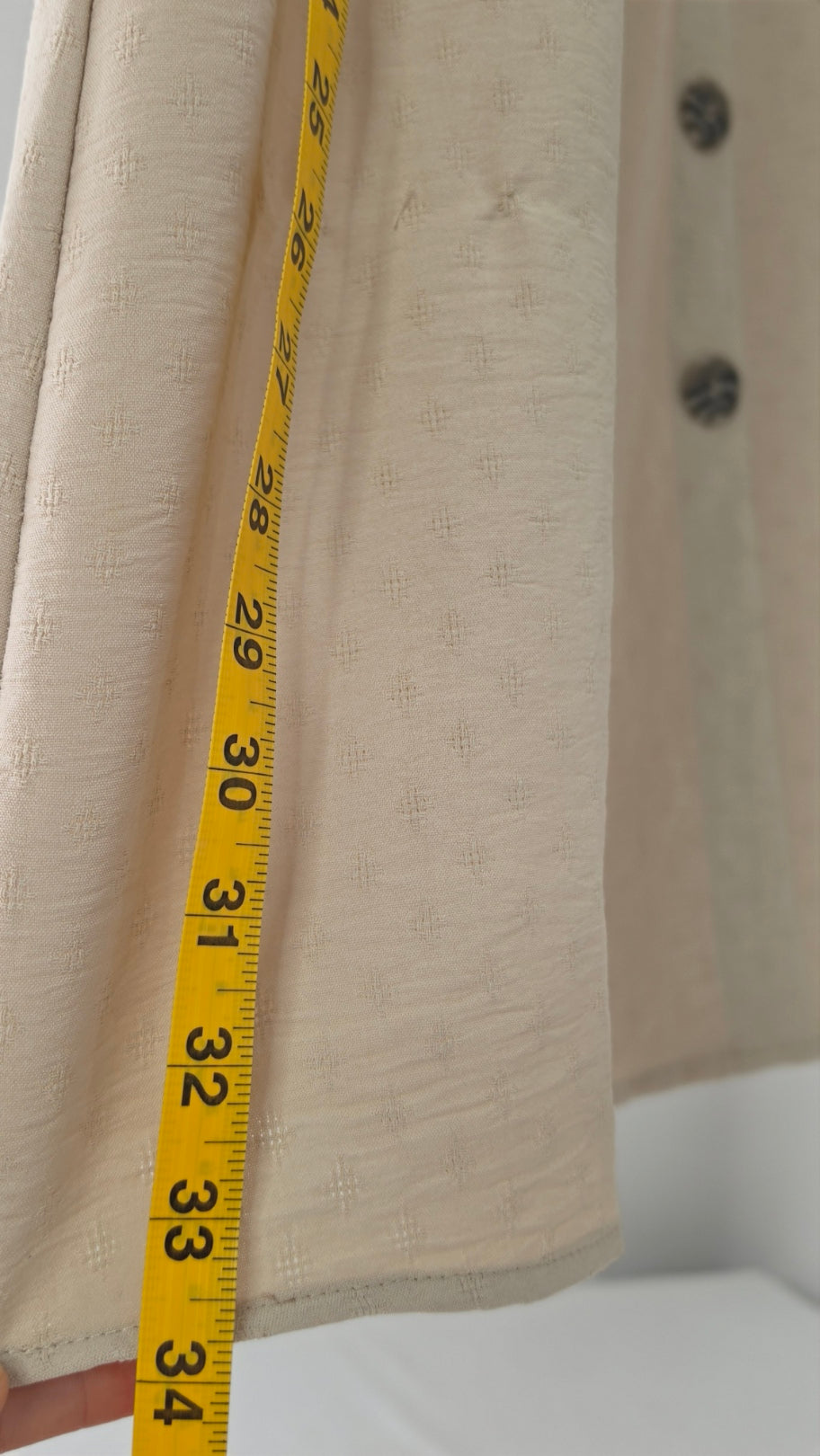 SOHO Apparel Beige Textured Button Front Midi Skirt Elastic