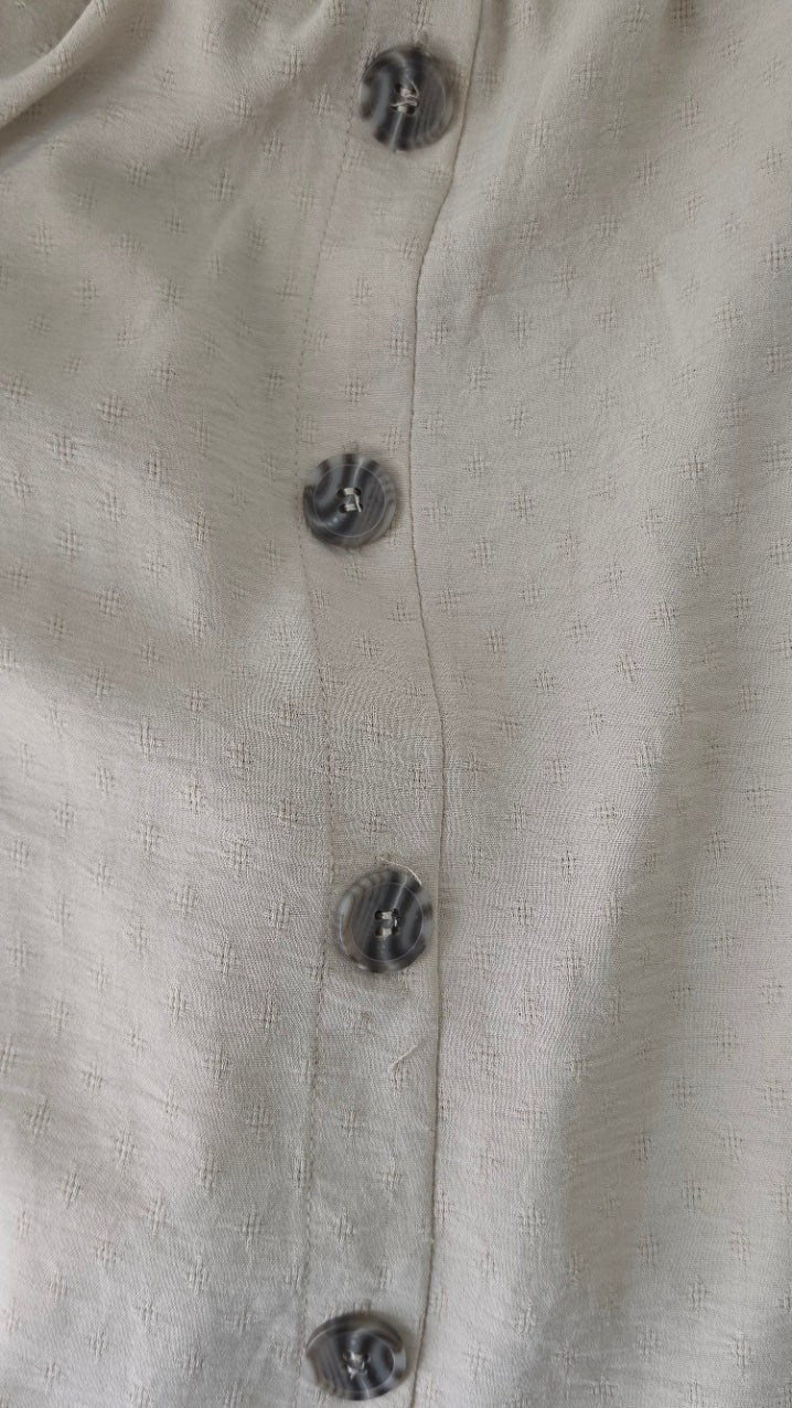 SOHO Apparel Beige Textured Button Front Midi Skirt Elastic