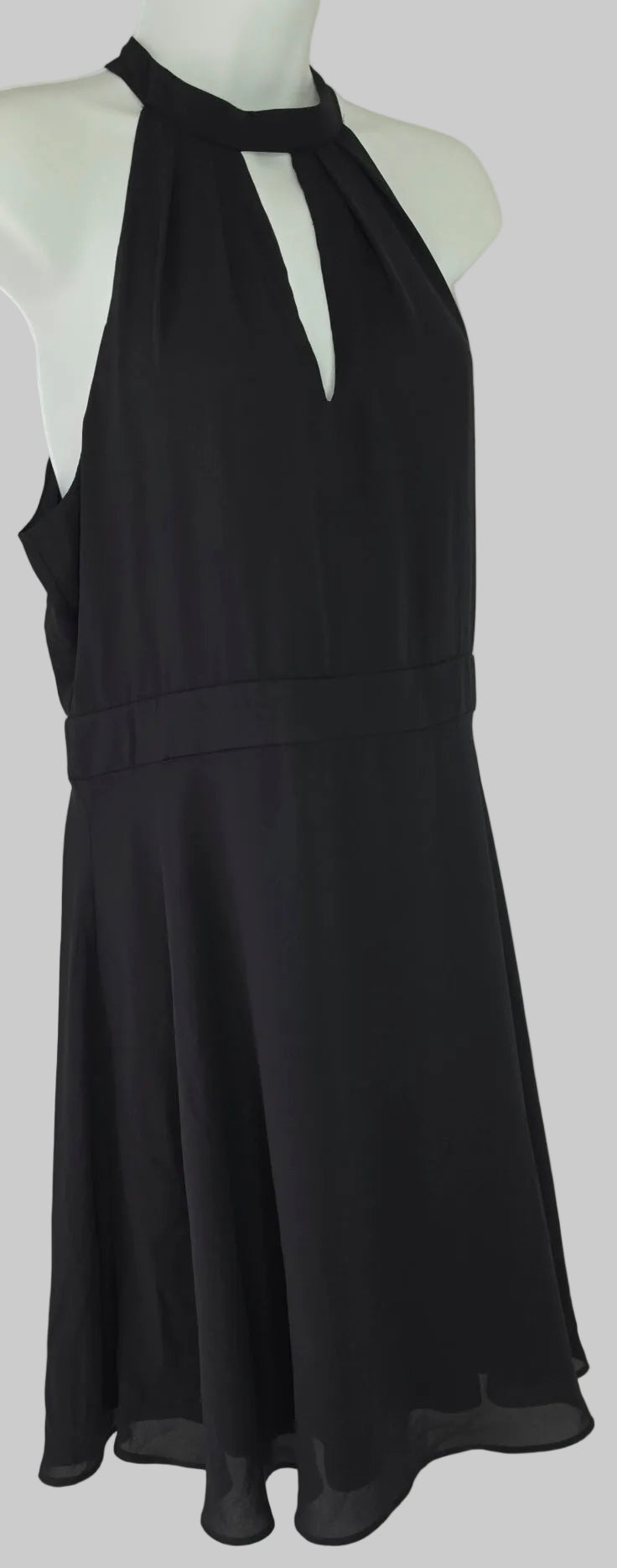 Express Women’s Size 10 Black Halter Dress Keyhole Open Back Fit & Flare